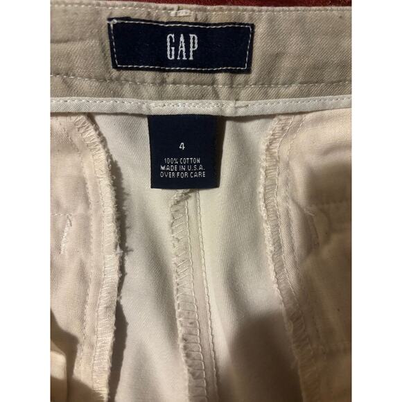 GAP Pants Womens 4 White Cotton Cropped Straight Chino Ankle Button Fly Casual - Picture 4 of 4